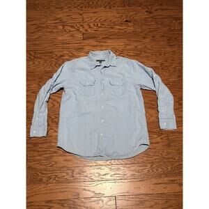 Old Navy Men's Blue Pocket Button Down Linen Shirt w/ Roll Tab Sleeves, Size XL